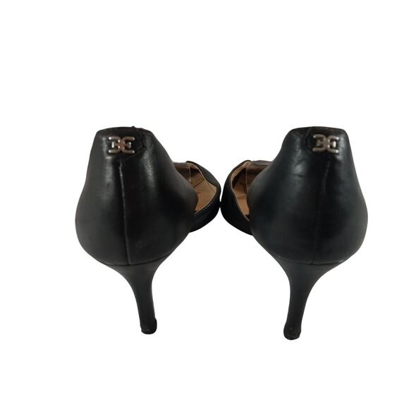 SAM EDELMAN! BLACK GENUINE LEATHER POINTY TOE CLASSIC CUTAWAY PUMPS! SZ 5.5M - Picture 6 of 8